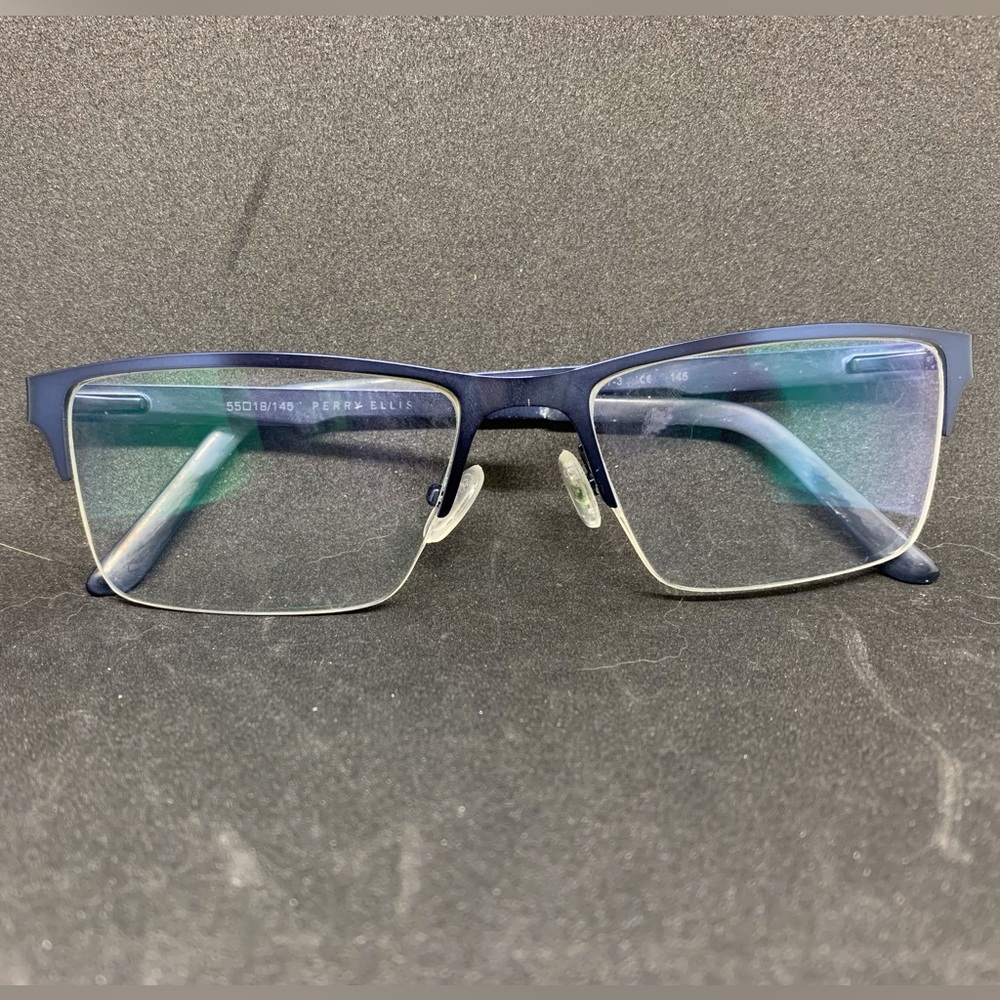 Perry Ellis Eyeglasses Frames PE397-3 Blue White Clear Rectangular 55-18-145